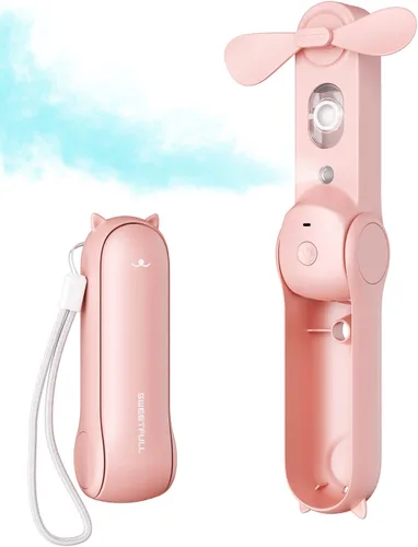 Vista 7 de SWEETFULL Ventilador de Nebulización Portátil, Ventiladores Nebulizadores Personales de Mano, Ventilador Pequeño Recargable, Mini Rociador de Agua