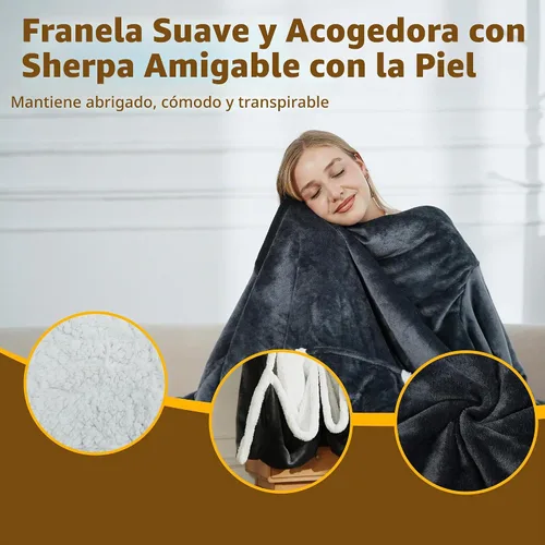 Vista 7 de Manta térmica eléctrica portátil, calor rápido, 52 x 72 pulgadas