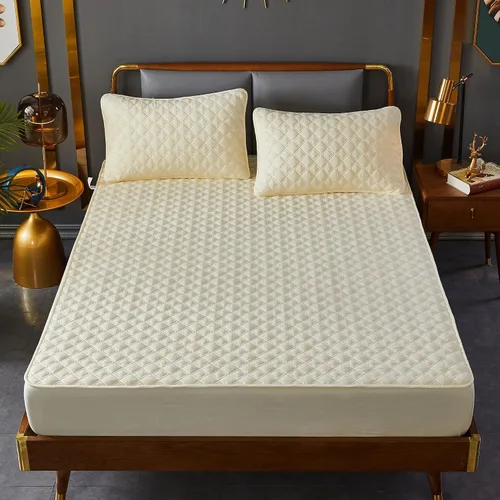 Vista 2 de ZIQINPSQ Sábana bajera amarilla tamaño twin, sábana bajera de bolsillo profundo, cálida para invierno, transpirable, antideslizante, perfecta