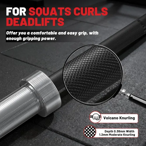 Vista 8 de 7ft Barbell with Weight Set 2" High Bounce Plates, 1000LB Capacity Home Gym