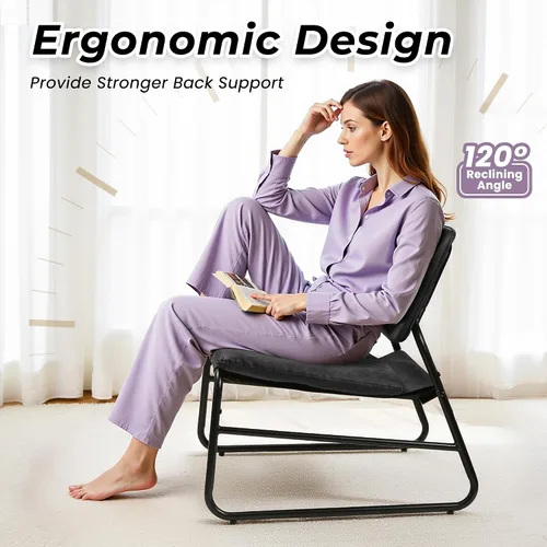 Vista 3 de DAICO Silla decorativa moderna, impermeable, sin brazos, cómodas, tapizadas, con marco de metal, para sala de estar, dormitorio, balcón, jardín