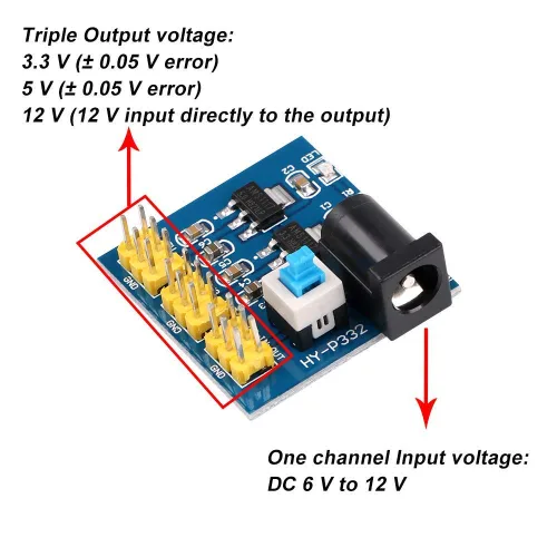 Vista 4 de 3.3V 5V 12V DC-DC Salida múltiple 6-12V Módulo convertidor de voltaje de entrada