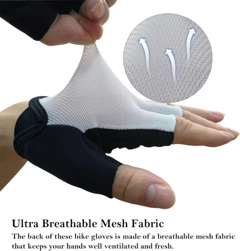 Vista 3 de YKYWBIKE Guantes de ciclismo para hombres y mujeres, guantes de bicicleta transpirables, guantes deportivos acolchados antideslizantes, guantes