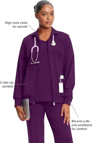 Vista 81 de Infinity by Cherokee 2391A - Chaquetas médicas con cremallera frontal para mujer, tela elástica en 4 direcciones