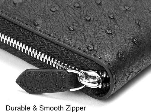 Vista 5 de Cartera de cuero de cocodrilo genuino para hombres, cartera hecha a mano de lujo, Negro05