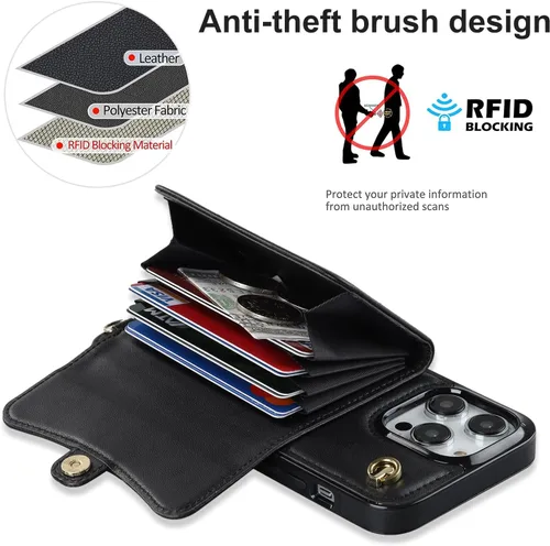 Vista 2 de Funda para iPhone 13 Pro de 6.1 pulgadas, bolso cruzado con correa de hombro, funda protectora de moda para iPhone 13 Pro (negro)