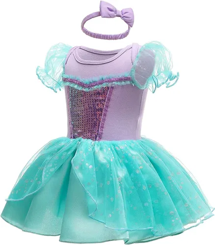 Vista 2 de HIHCBF Disfraz de princesa de Navidad para bebé, disfraz de sirena de Sofía Belle, Halloween, fiesta de cumpleaños, vestido tutú con diadema
