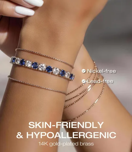 Vista 4 de Lovans Tennis Bracelets for Women Adjustable Gold Plated Tennis Bracelet for Women in Size 4-8.5 Inches