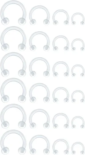 Vista 10 de MODRSA 16g 20g Mix Clear Piercing Retainers Plastic Septum Retainer Clear Nose Studs for Work Flexible Lip Plastic Earring Studs for Sport Surgery