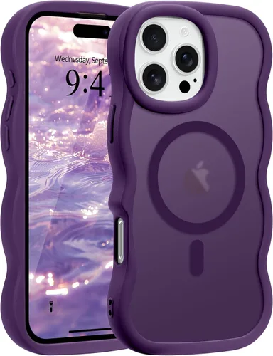 Vista 35 de Pepmune - Funda para iPhone 12 Pro Max con marco ondulado y estructura rígida, color mate claro, cubierta trasera unisex, compatible con Magsafe