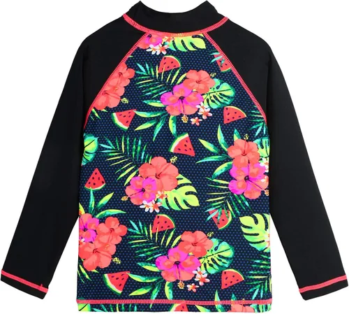 Vista 3 de TFJH E Traje de baño de manga larga para niñas, conjunto de 2 piezas, protección solar UV 50+