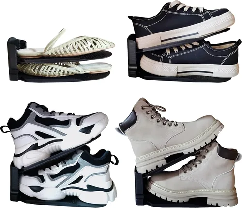 Vista 3 de Organizador de ranuras para zapatos, apiladores de zapatos ahorradores de espacio, zapatos ajustables de doble capa, ocupa menos espacio y organiza