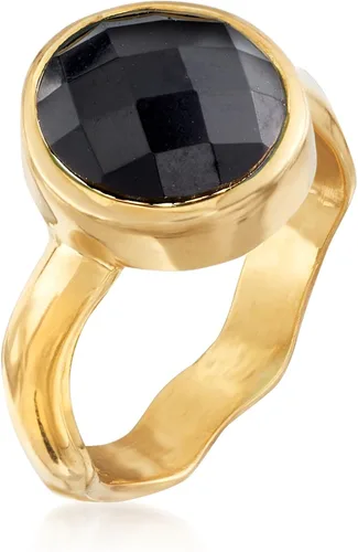 Vista 3 de Ross-Simons Black Onyx Ring in 18kt Gold Over Sterling