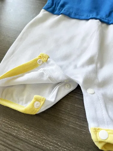 Vista 5 de stylesilove Mameluco y sombrero de algodón de manga corta inspirado en el pato Donald azul para bebé niño