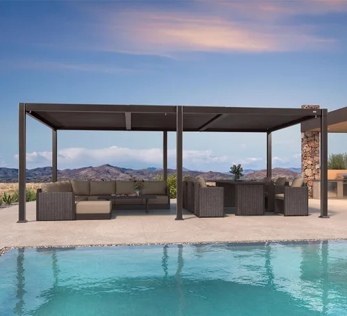 Vista 9 de PURPLE LEAF - Pérgola con listones de 10 x 12 pies para exterior, toldo ajustable moderno de aluminio para patio con techo retráctil para terraza