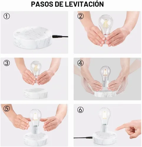 Vista 2 de Bombilla de luz magnética de levitación inalámbrica, lámpara de escritorio de luz LED de levitación, luz nocturna giratoria automática de 360