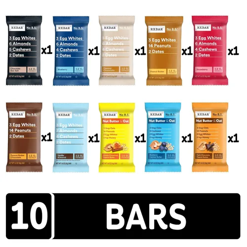Vista 4 de RXBAR Barras de proteínas, 0.44 onzas de proteína, aperitivos sin gluten, paquete variado de 10 sabores (10 barras)