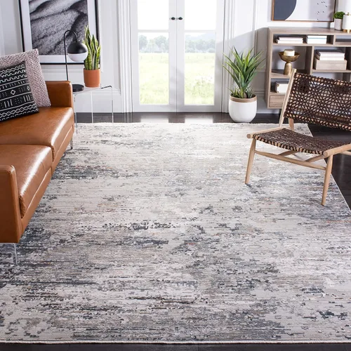 Vista 6 de SAFAVIEH Princeton Collection - Alfombra de pasillo de 2 x 8 pies, gris y marfil, diseño tribal bohemio de viscosa envejecida, ideal para zonas