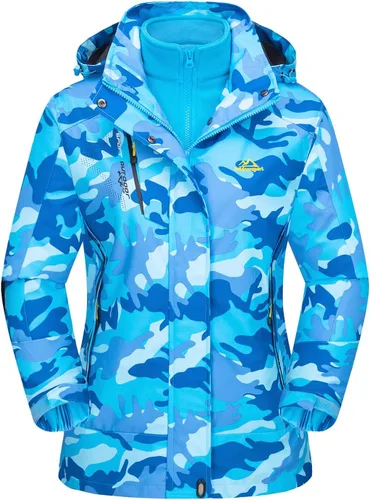 Vista 13 de MAGCOMSEN - Abrigos de invierno 3 en 1 para mujer, chaqueta de esquí impermeable, cortavientos, con forro polar, parka