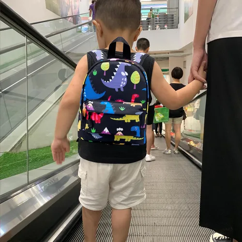 Vista 9 de Accmor Arnés de mochila de dinosaurio para bebés con correa para niños pequeños con eslabón de muñeca antipérdida, bonita bolsa de guardería