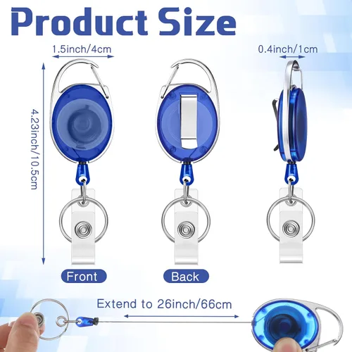 Vista 2 de Yaomiao Paquete de 100 carretes retráctiles para tarjetas de identificación con clips, carretes resistentes para tarjetas de identificación, a