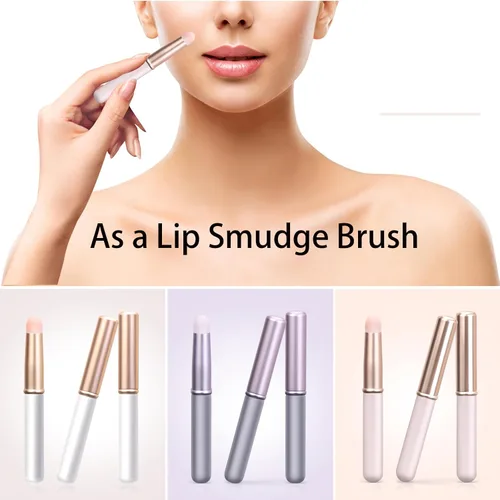 Vista 5 de UNIMEIX Paquete de 3 cepillos de mezcla de labios con tapa, cabeza redonda, cepillo corrector de manchas, aplicadores profesionales de brillo