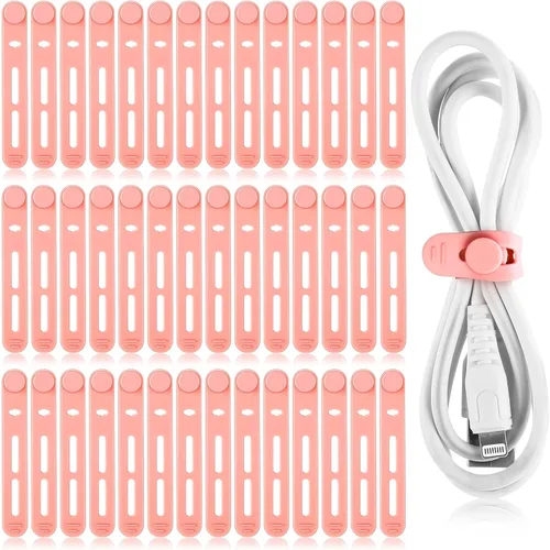 Vista 14 de Tellegloww 42 piezas de bridas de cable de silicona reutilizables, correas de cordón elásticas multiusos para agrupar y sujetar auriculares