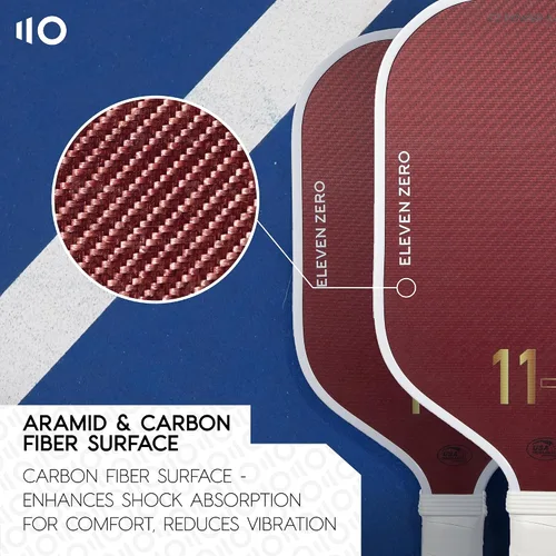 Vista 3 de EZ Power K-0.630 in Termoformed Pro Pickleball Paddle Aramida roja y tejido de fibra de carbono cruda Superficie de alta fricción T700