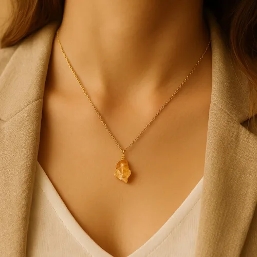 Vista 4 de Collar con colgante de plata de ley 925, piedra preciosa natural en bruto del nacimiento, regalo para mujeres, colgante de piedra preciosa auténtica