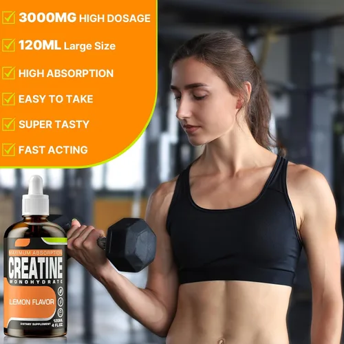 Vista 7 de Monohidrato de creatina, creatina líquida para masa muscular, fuerza, glúteos, glúteos y resistencia, creatina para mujeres y hombres con colágeno