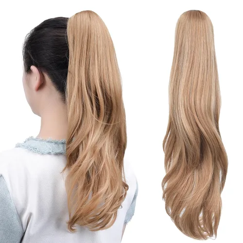 Vista 75 de Extensiones de cola de caballo, extensiones de cabello de cola de caballo con clip de garra marrón oscuro para mujer, pieza de cabello rizado