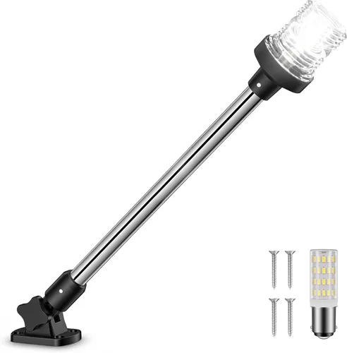 Vista 11 de Obcursco Luces de popa de barco, IP67 impermeable, plegable, luz LED blanca de anclaje para lanchas marinas, pontones, pesca, lubinas y Jon