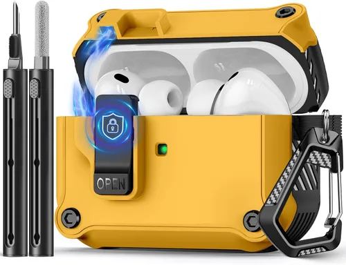 Vista 27 de Pohgelan Compatible con AirPods Pro 2ª/1ª generación, estuche con cierre magnético automático y kit de limpieza, compatible con funda Magsafe - Negro