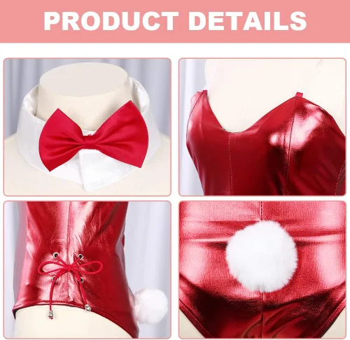 Vista 4 de Disfraz de conejito Senpai para mujer, traje de cosplay de anime de una pieza con orejas de conejo, conjunto de medias