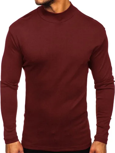 Vista 3 de Rela Bota Suéter de manga larga con cuello alto para hombre, diseño básico, elástico, ajustado