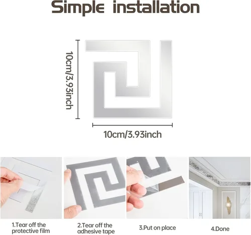 Vista 6 de 15 calcomanías de borde de espejo, calcomanías de decoración de pared, removibles, despegar y pegar, protector contra salpicaduras para decoración