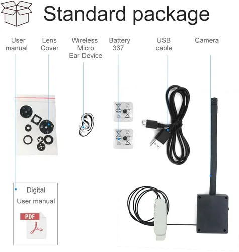 Vista 9 de Cámara IP WiFi 4K Módulo de cámara oculta con auricular inalámbrico Lente flexible larga Detección de movimiento y batería externa Comunicación