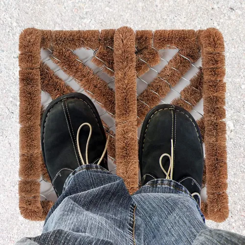 Vista 6 de NINAMAR - Alfombrilla para puerta con raspador de botas de coco natural - 13 x 12 pulgadas