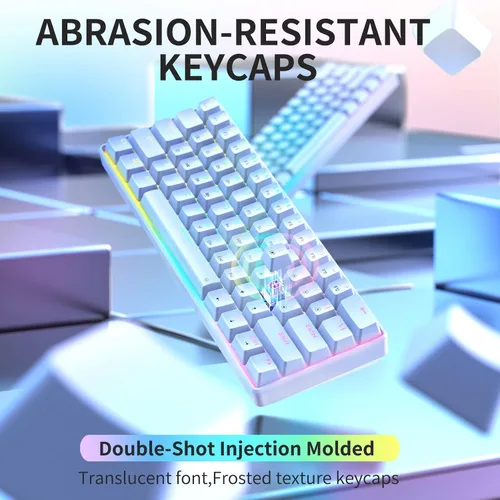 Vista 5 de Punkston TH61 - Teclado mecánico para juegos 60%, retroiluminado RGB con cable ultra compacto mini teclado mecánico teclas completas programables