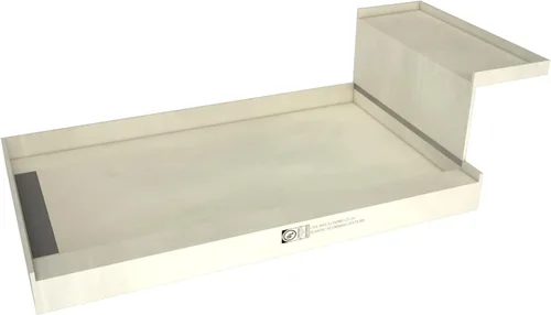 Vista 9 de Tile Redi RT3660L-BN-RB36-KIT - Sartén y banco de ducha con drenaje izquierdo, base de ducha de un bordillo, banco, drenaje de PVC de 2 pulgadas