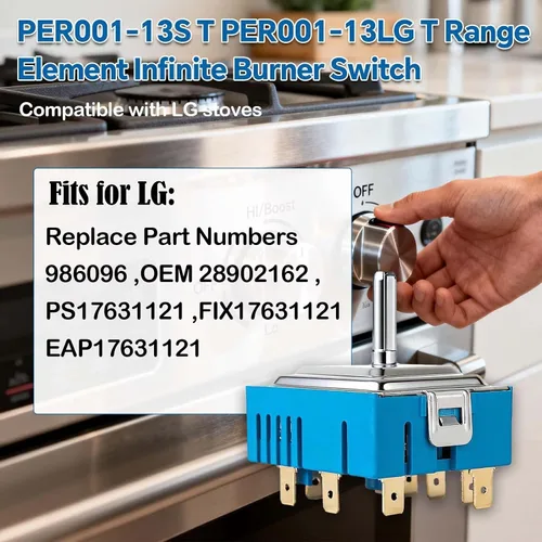 Vista 6 de PER001-13S T, PER001-13LG T OEM Interruptor de rango Rotatorio Reemplazo para LG Electric Range EBF62174901, EBF62174906