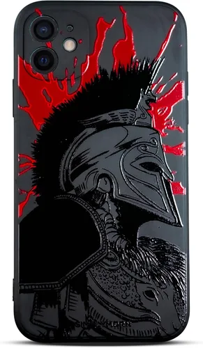 Vista 17 de SIMPLYMDRN Funda delgada para iPhone 12 Pro Max, diseño de guerrero, funda genial para hombres, funda de soldado de combate, delgada y flexible