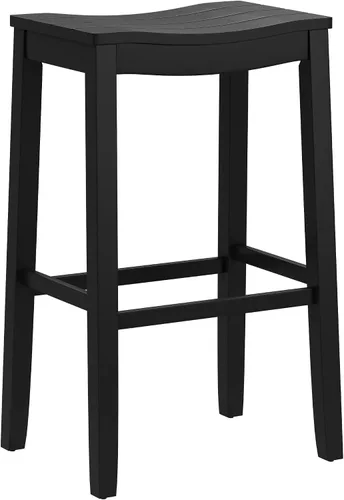 Vista 13 de Hillsdale Fiddler Taburete de altura de mostrador de madera sin respaldo con asiento estilo silla de montar, gris envejecido gris (Aged Gray)