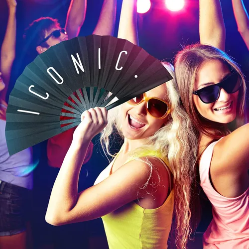 Vista 5 de Amyhill Paquete de 2 ventiladores chinos Rave icónicos grandes plegables para festivales con voz para hombres y mujeres, actuaciones de fiesta