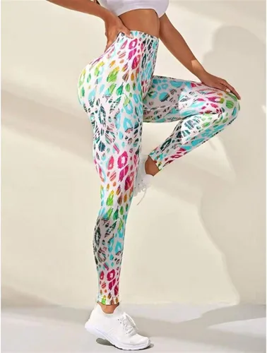 Vista 3 de Leggings deportivos sin costuras para mujer, con estampado de cintura alta, elásticos, para fitness, push up, trasero, entrenamiento, pantalones