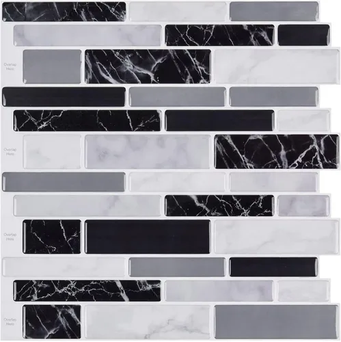 Vista 11 de WOWSTAR - 10 hojas de azulejos blancos para salpicaduras de cocina que se despegan y pegan, azulejos adhesivos de aspecto mármol para cocina, 30,5 x