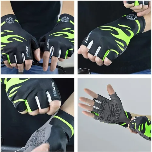 Vista 3 de Darevie Guantes de ciclismo, guantes de ciclismo de medio dedo, suaves y ligeros, guantes de ciclismo acolchados de gel que absorben los golpes