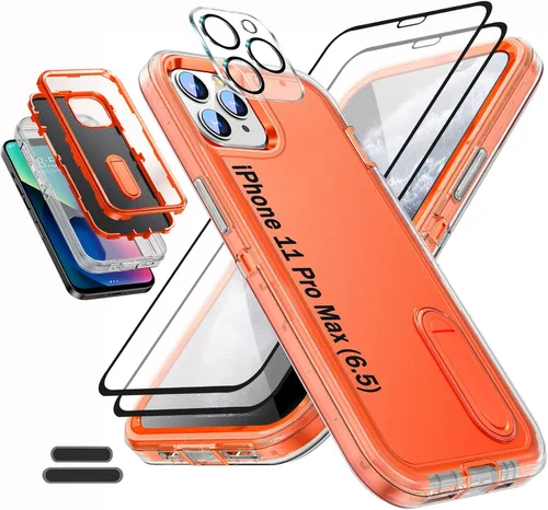 Vista 9 de La funda está especialmente diseñada para iPhone 11 Pro Max de 6.5 pulgadas, protección de cuerpo completo, resistente a los golpes, goma