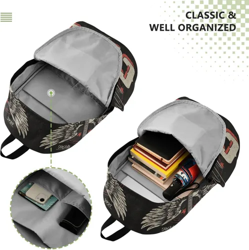 Vista 4 de Mochila de viaje retro de guitarra fresca para hombre, mochila de viaje elegante para llevar en vuelo, aprobada para el vuelo, bolsa para portátil