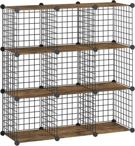 Vista 9 de HOOBRO Organizador de almacenamiento de cubos de alambre, estantes de 6 cubos, estantes modulares con rejilla de metal, armario de armario